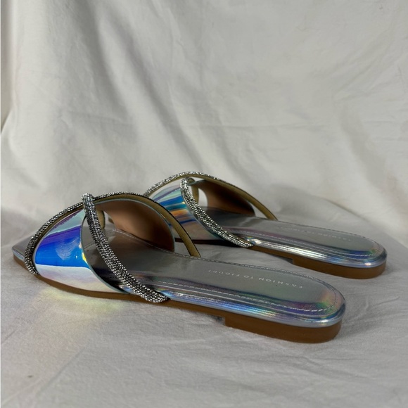 Fashion To Figure Sylvie Silver Holographic Iridescent Rhinestone Sandals 7 - Picture 11 of 16